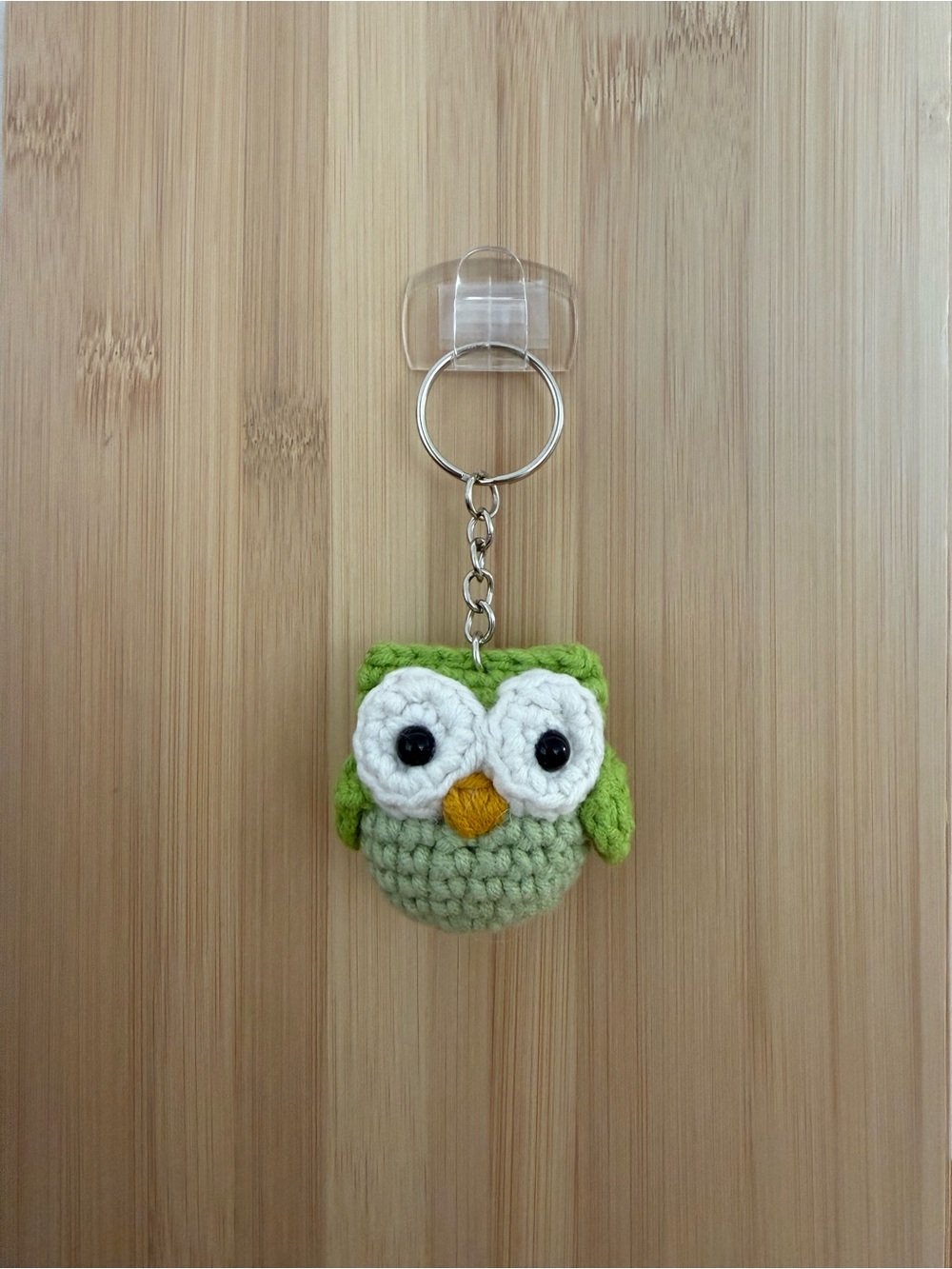 Green crochet keychain